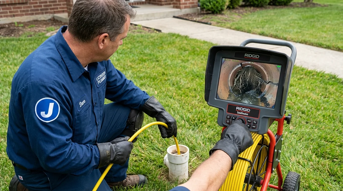 Sewer camera inspection being performed by Johns Plumbing LLC in Garrett Park